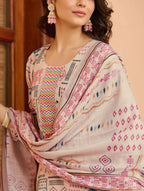 Elegant Cotton Flax Chanderi Set
