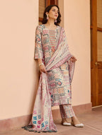 Elegant Cotton Flax Chanderi Set