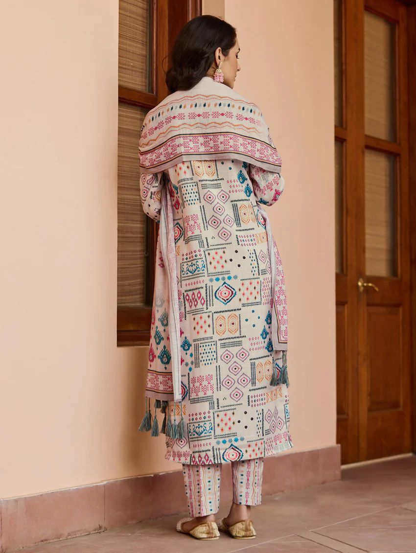 Elegant Cotton Flax Chanderi Set