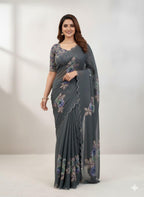 Elegant Tabby Organza Saree with Khatli & Stone Work