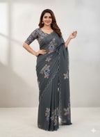Elegant Tabby Organza Saree with Khatli & Stone Work