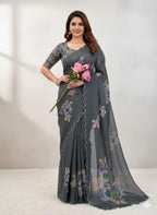 Elegant Tabby Organza Saree with Khatli & Stone Work