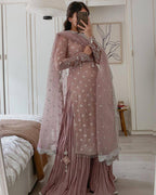 Sequence Embroidered Top with Palazzo and Organza Silk Dupatta