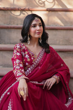 Elegant Faux Blooming Embroidered Zari Sequins Gown with Dupatta