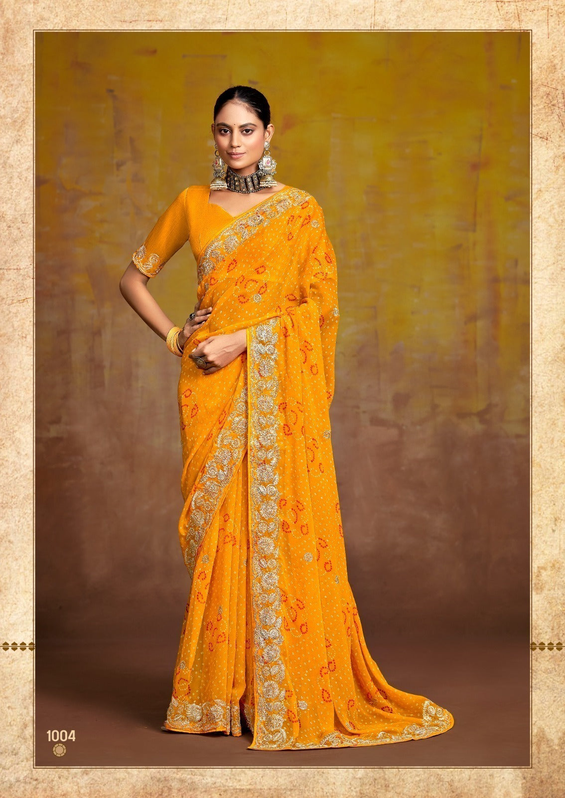 Georgette Saree with Pallu Pitha Embroidery Work