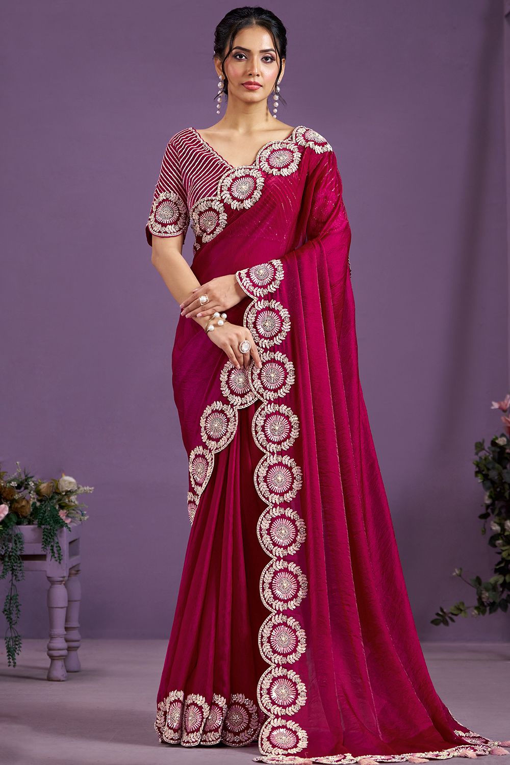 Premium Fandy Embroidery Saree