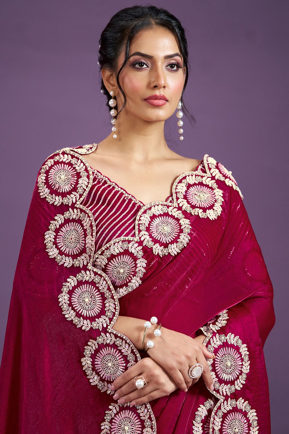 Premium Fandy Embroidery Saree