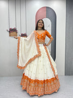 Heavy Chinon Embroidered Cording Sequence Lehenga Choli