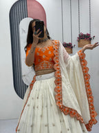 Heavy Chinon Embroidered Cording Sequence Lehenga Choli