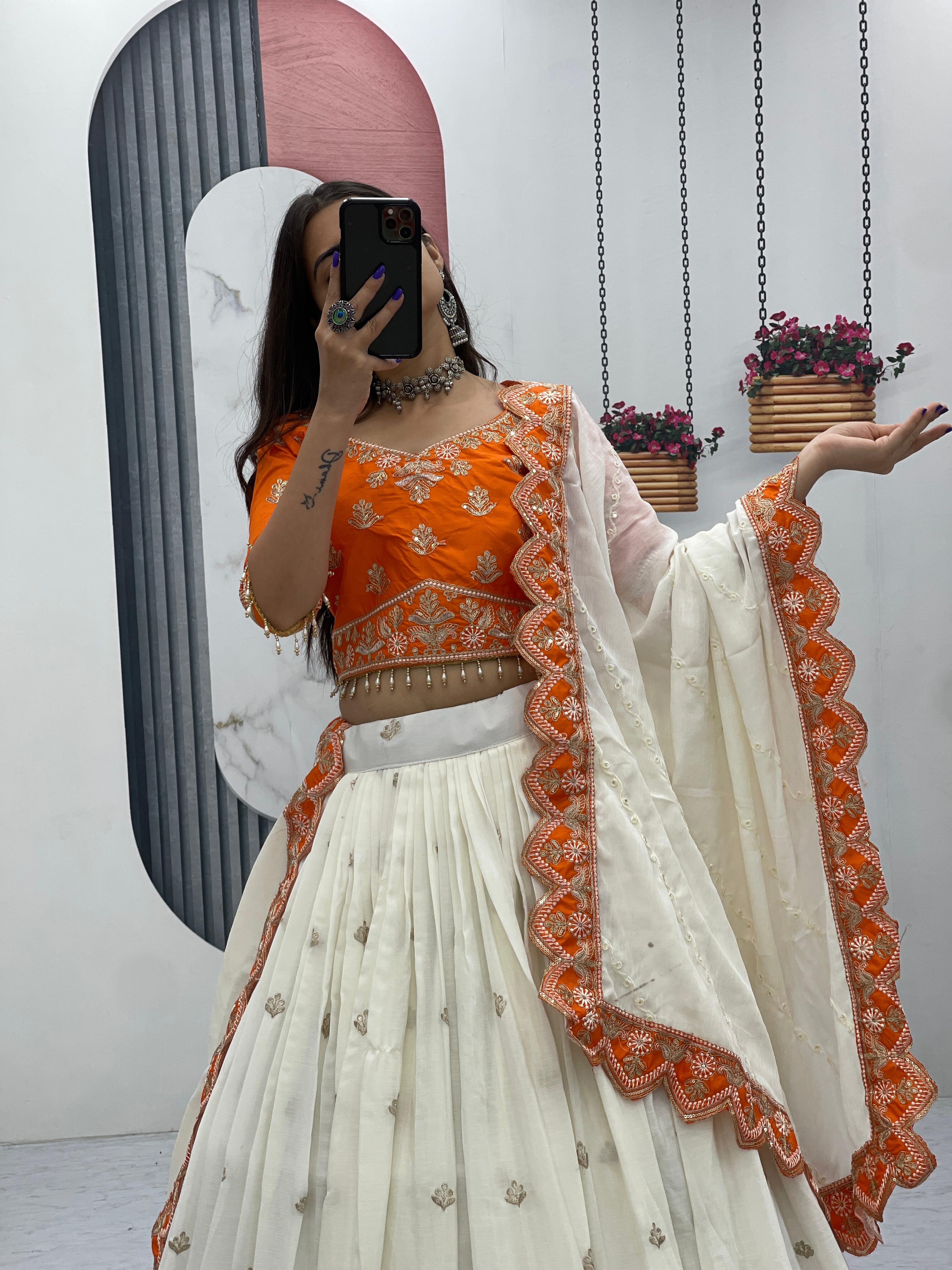 Heavy Chinon Embroidered Cording Sequence Lehenga Choli