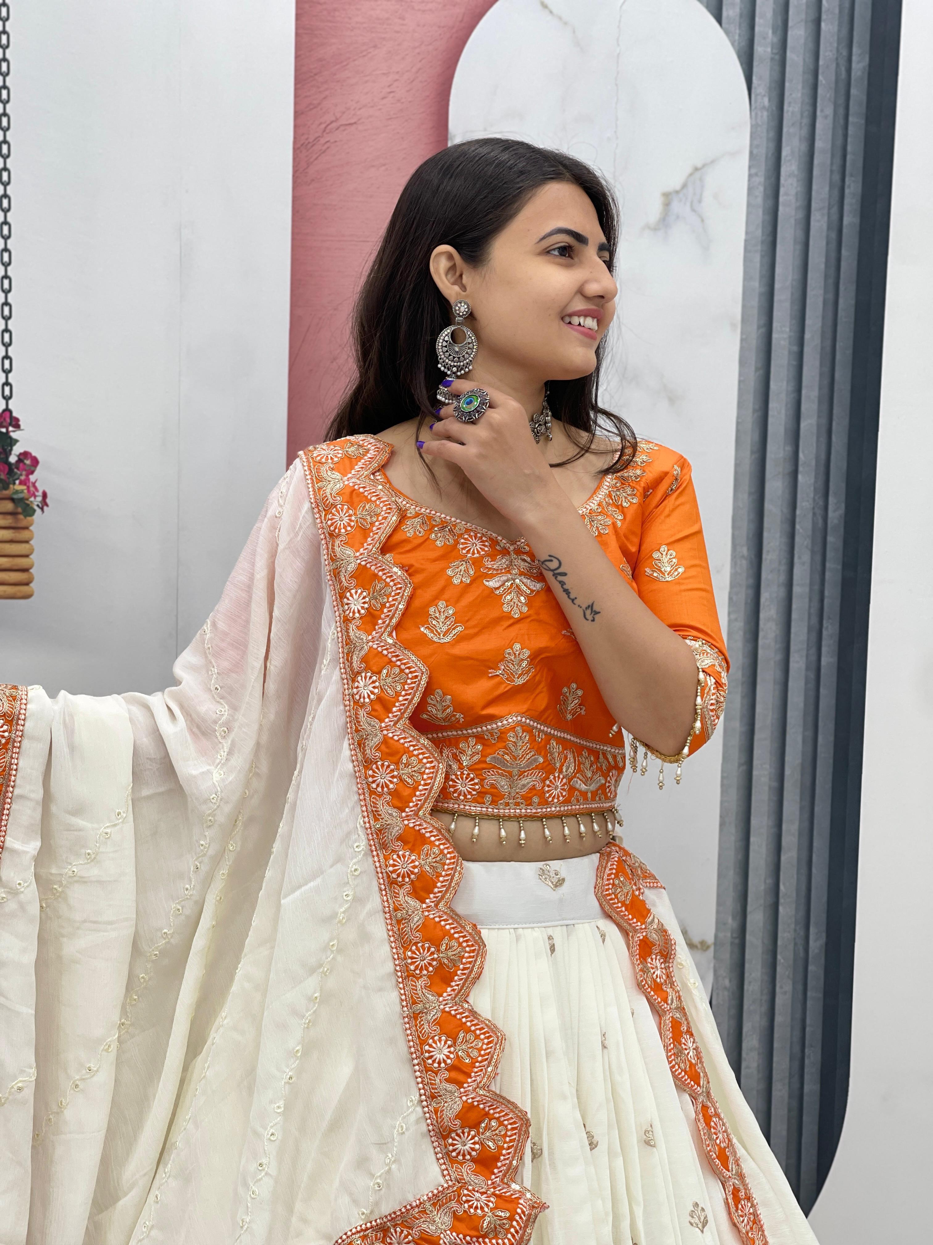 Heavy Chinon Embroidered Cording Sequence Lehenga Choli