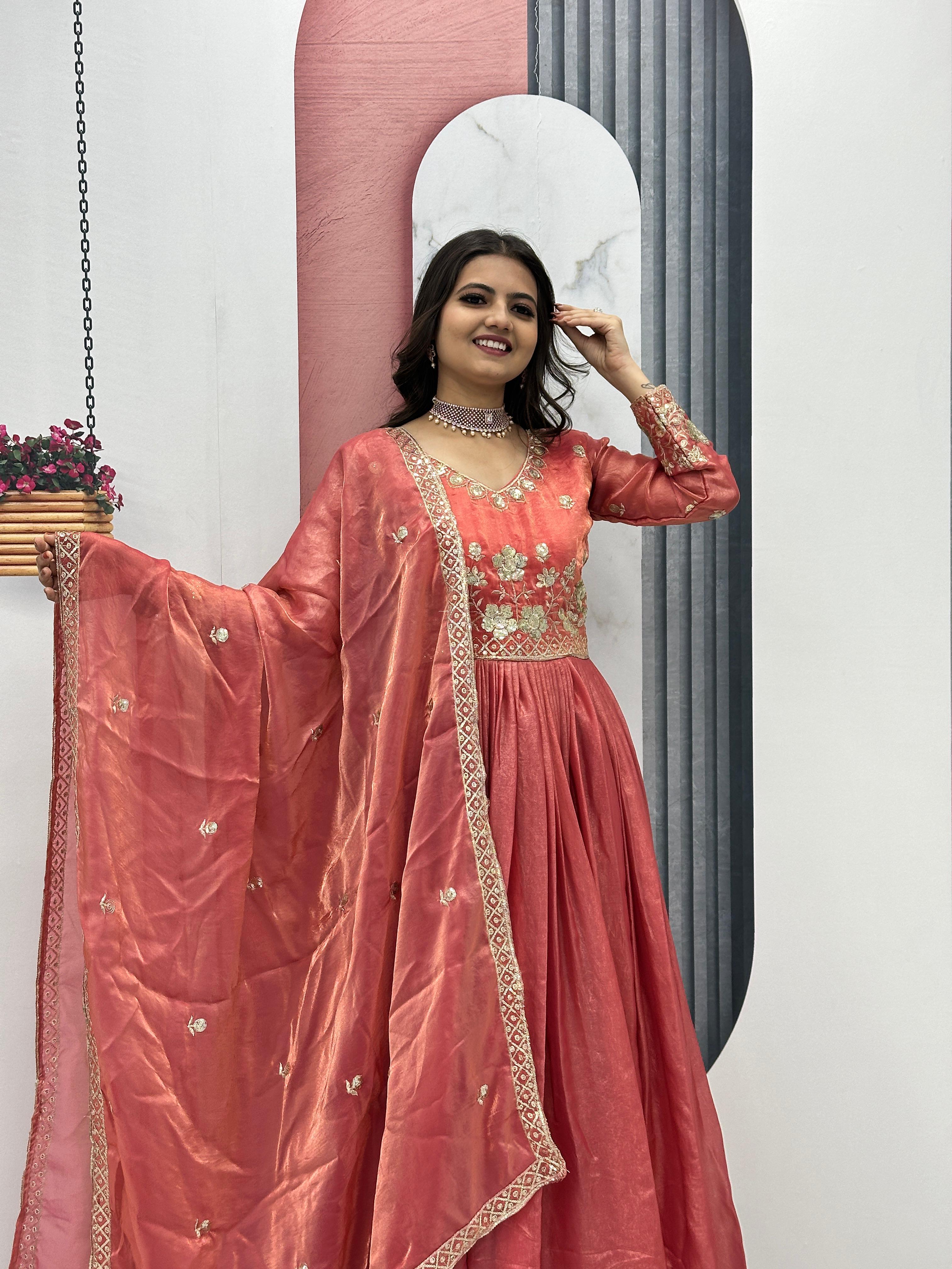 Classic Heavy Embroidery Thread & Sequence Work Party Wear Gown