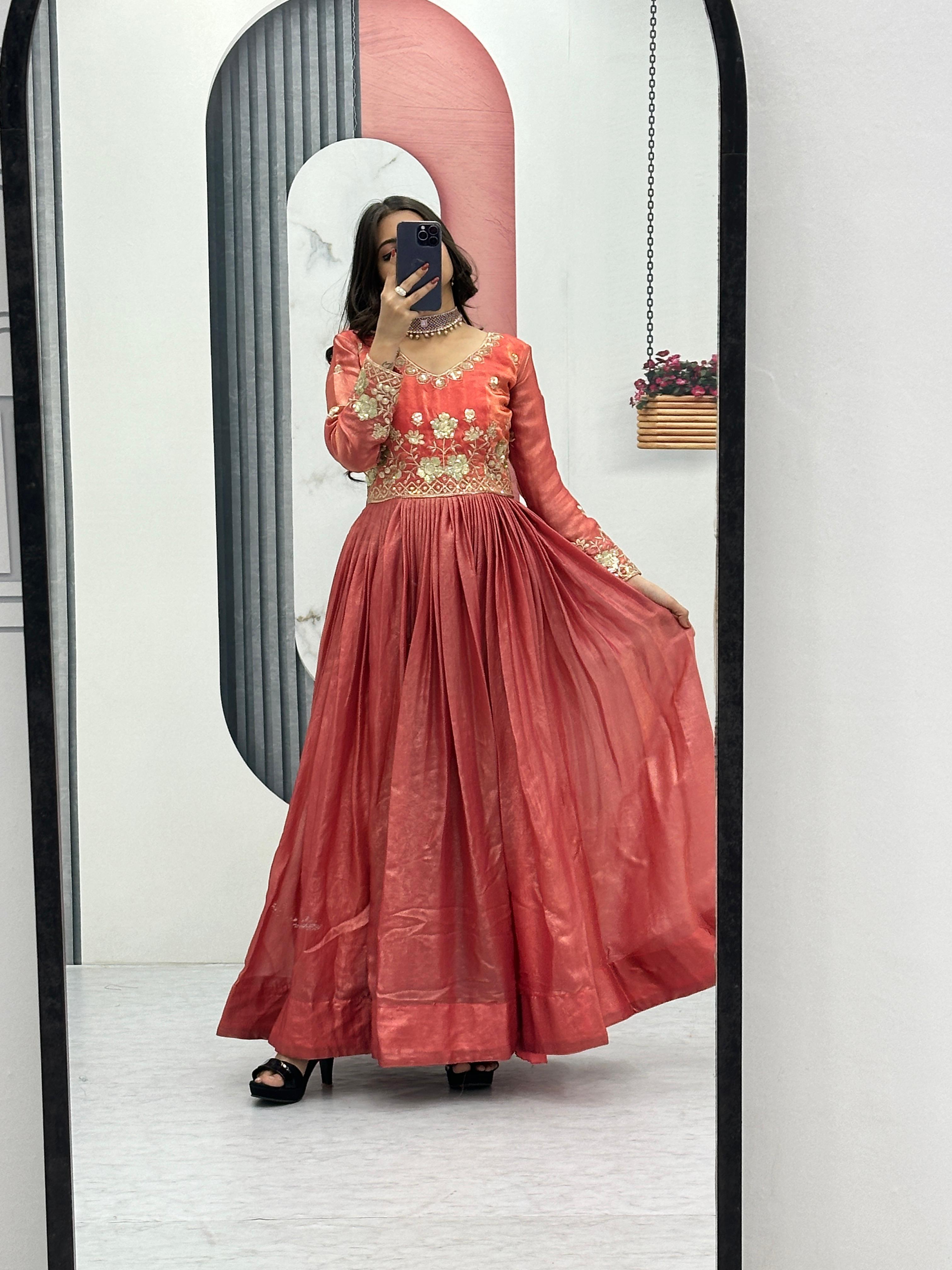Classic Heavy Embroidery Thread & Sequence Work Party Wear Gown
