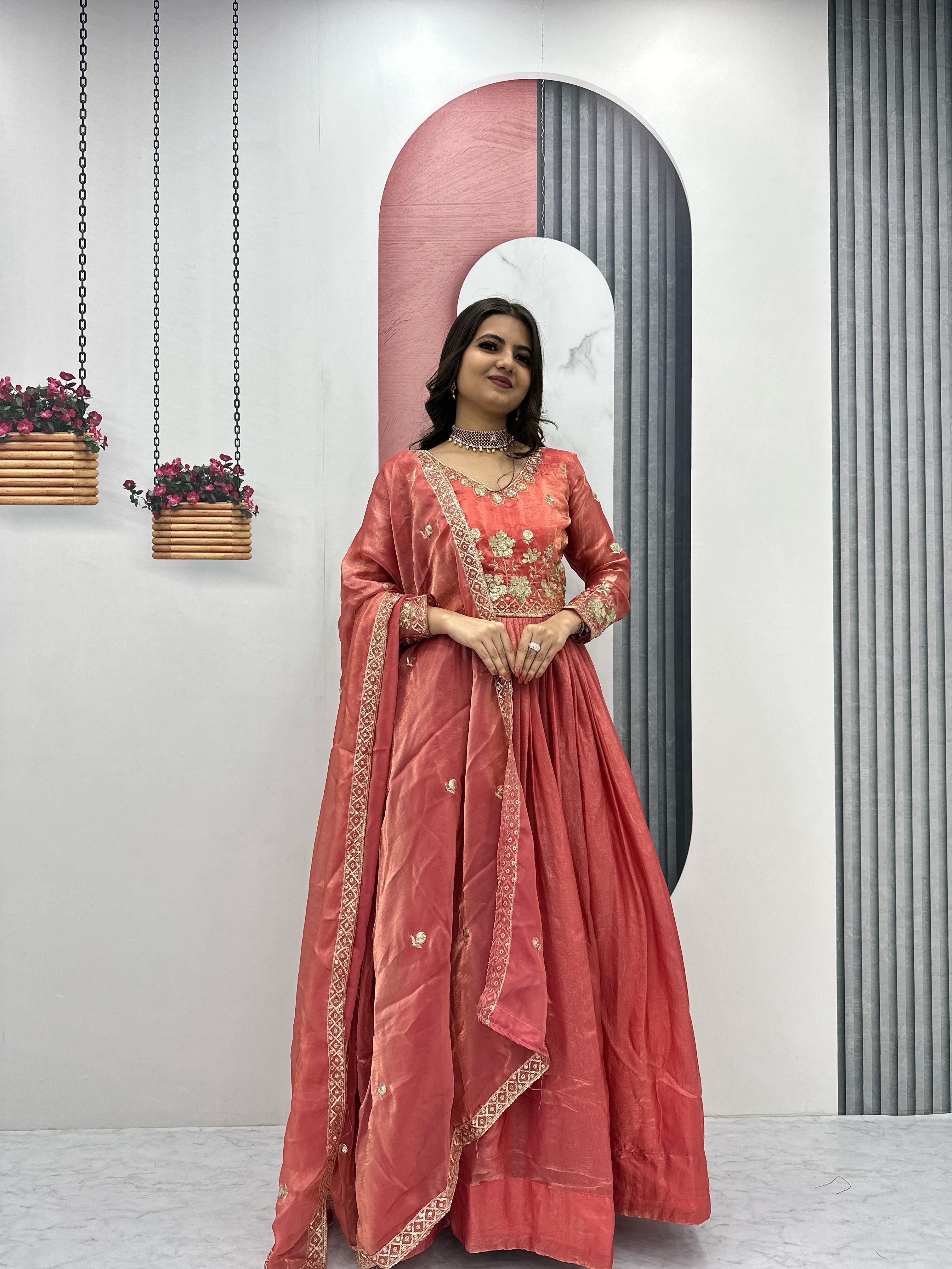 Classic Heavy Embroidery Thread & Sequence Work Party Wear Gown