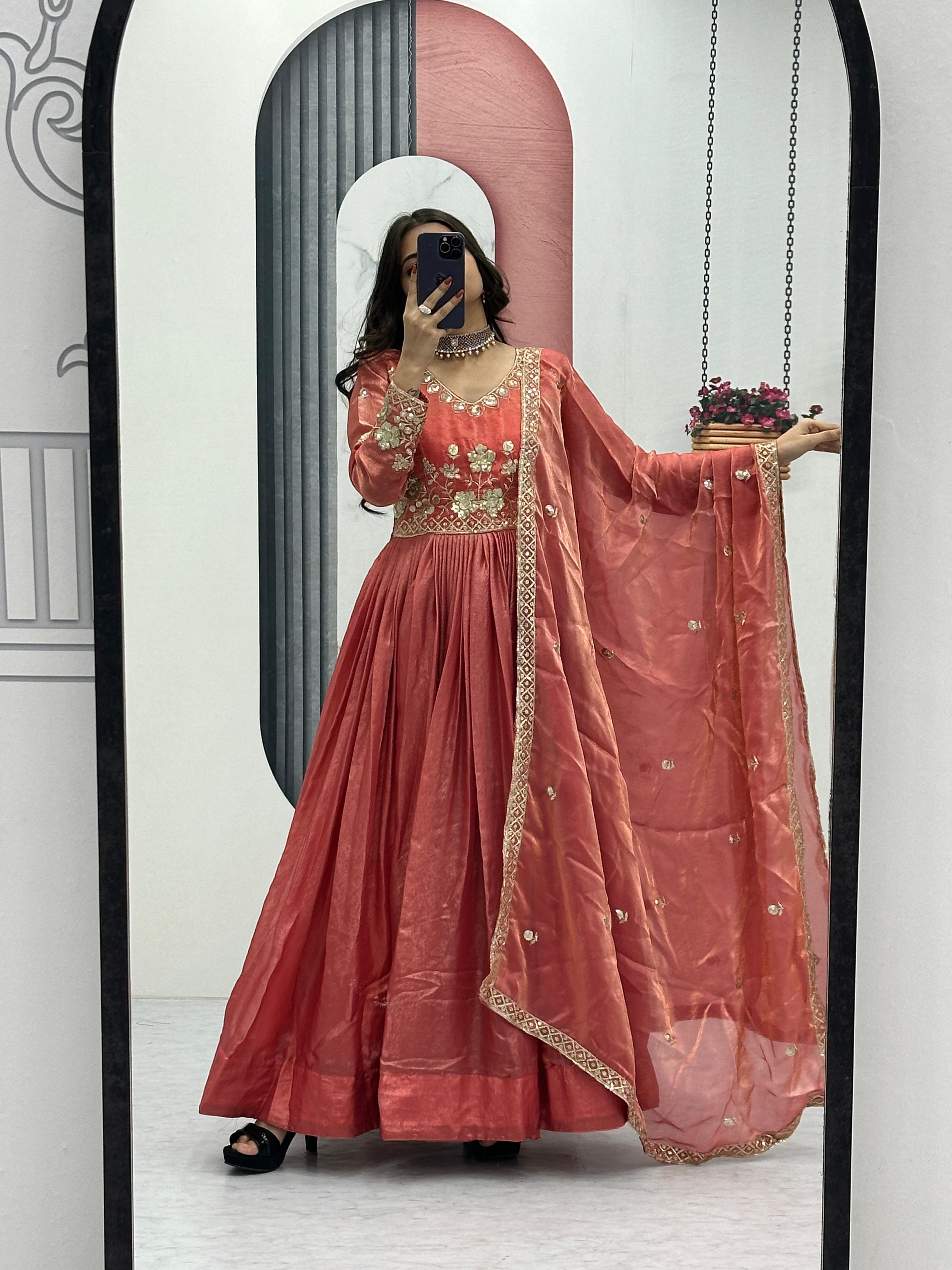 Classic Heavy Embroidery Thread & Sequence Work Party Wear Gown