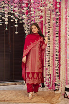 Maroon Printed Salwar Kameez With Dupatta