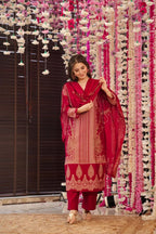 Maroon Printed Salwar Kameez With Dupatta