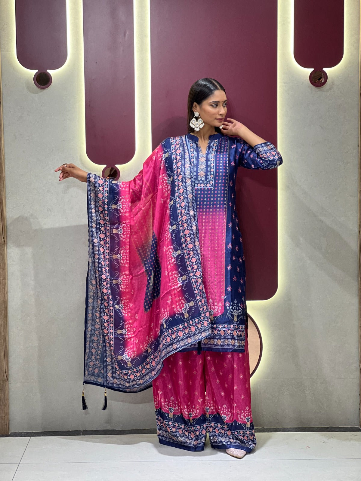 Traditional Chinon Kurta Set