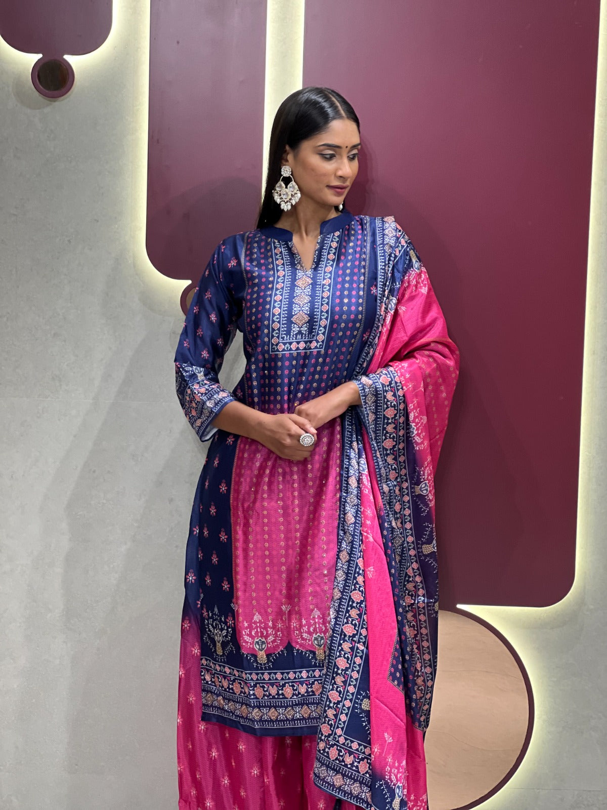 Traditional Chinon Kurta Set
