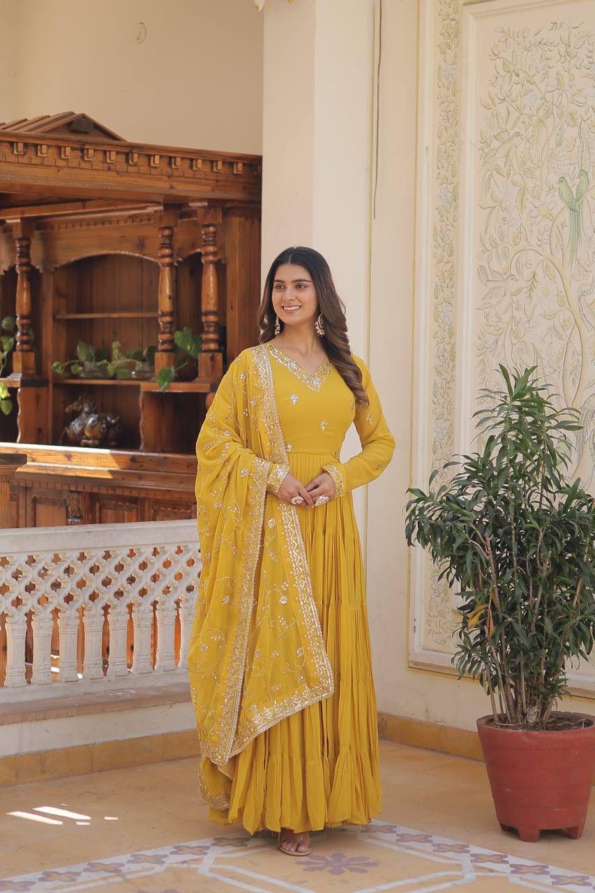 Elegance Unique Embroidered Gown with Dupatta Set