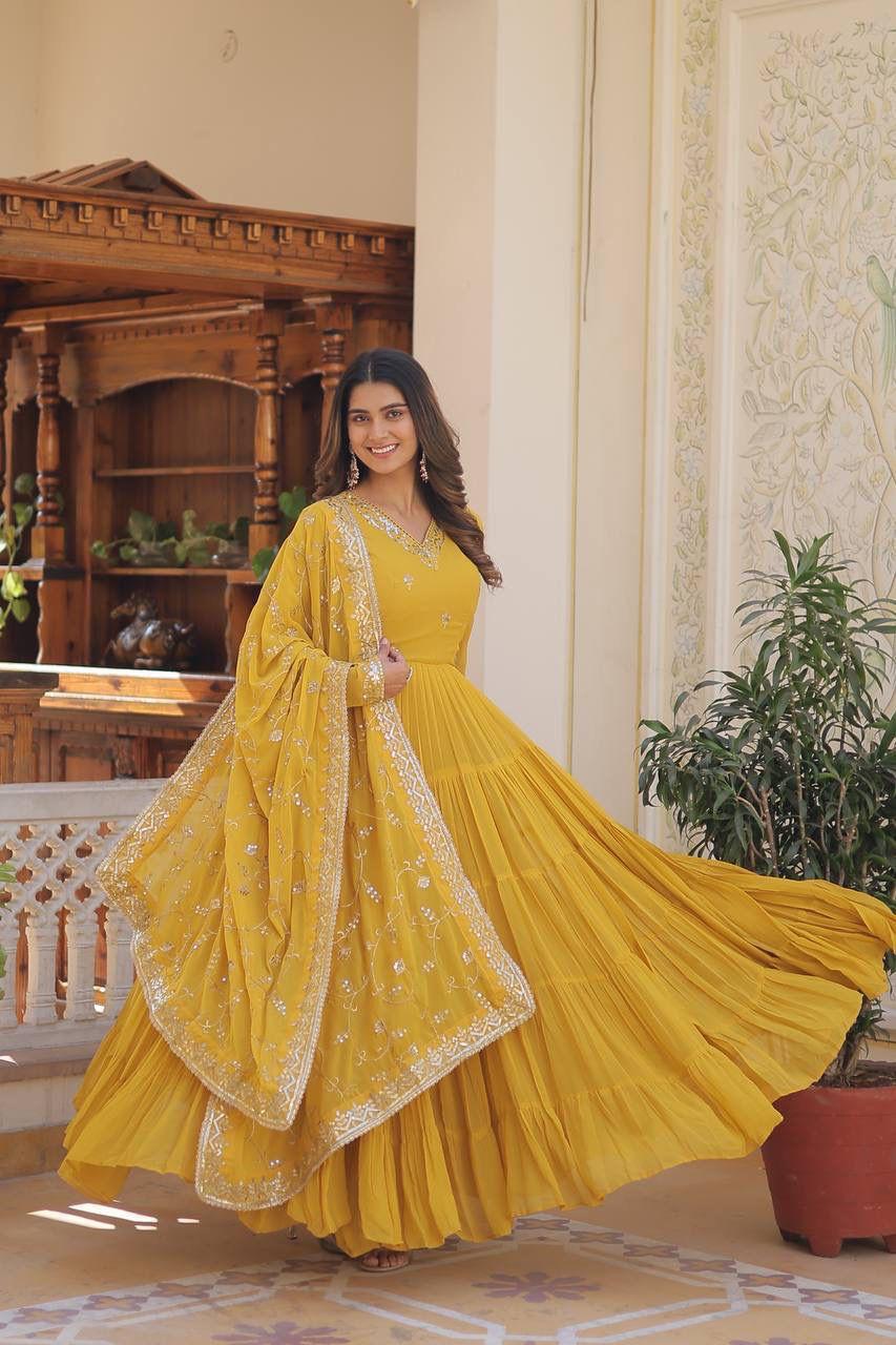 Elegance Unique Embroidered Gown with Dupatta Set