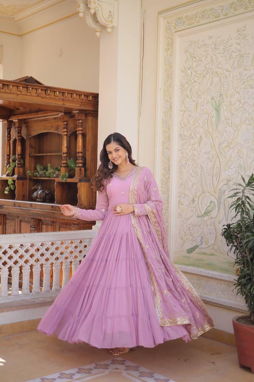 Elegance Unique Embroidered Gown with Dupatta Set