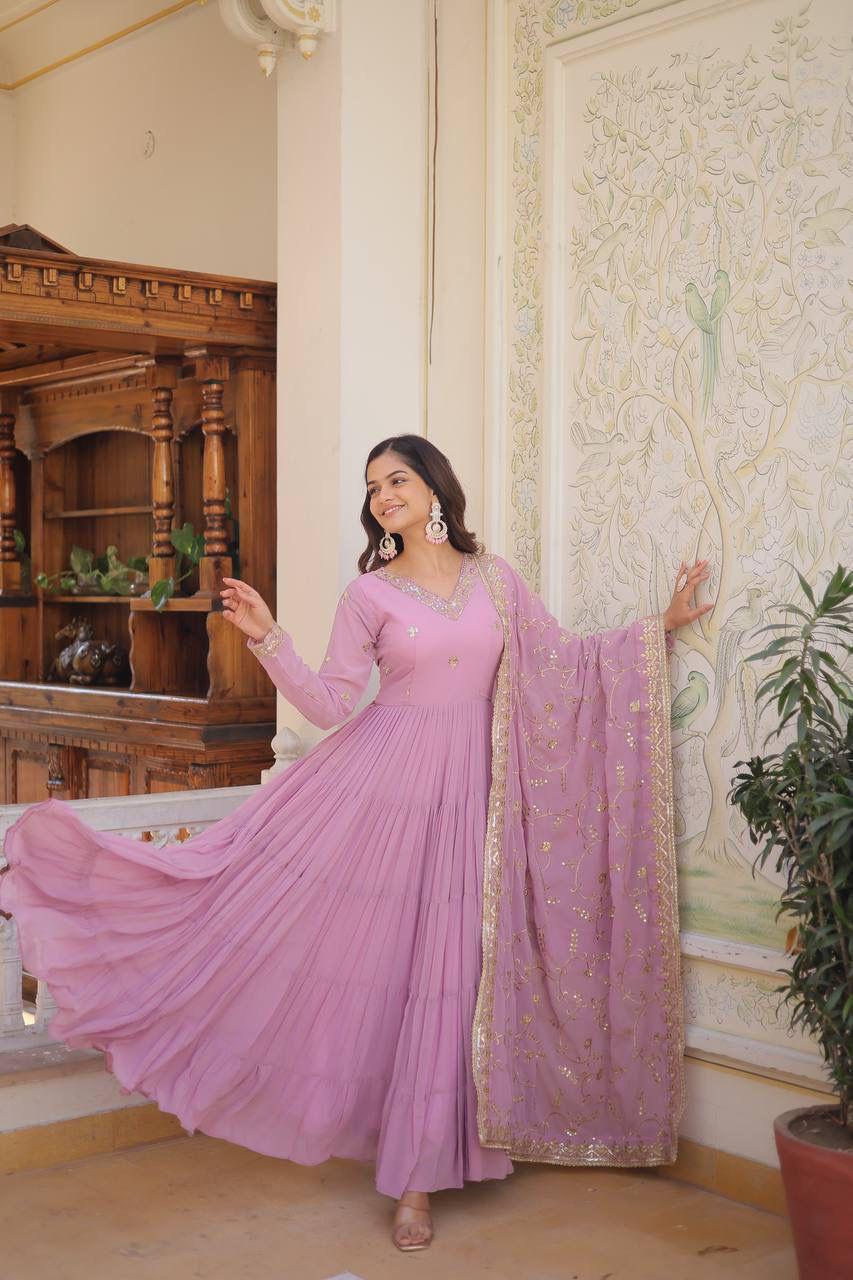 Elegance Unique Embroidered Gown with Dupatta Set