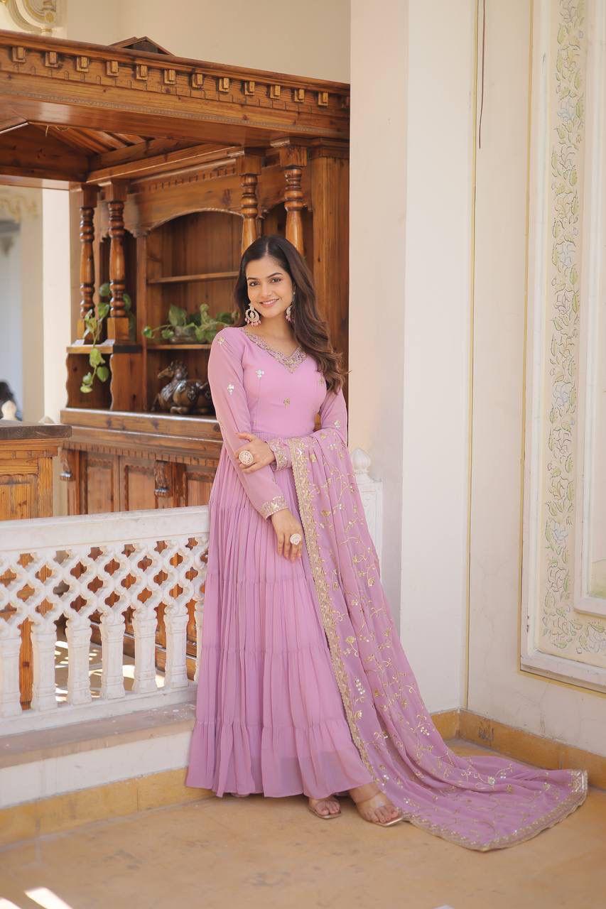 Elegance Unique Embroidered Gown with Dupatta Set