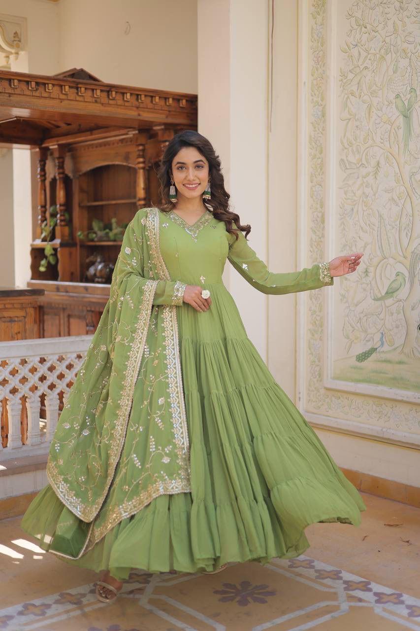 Elegance Unique Embroidered Gown with Dupatta Set