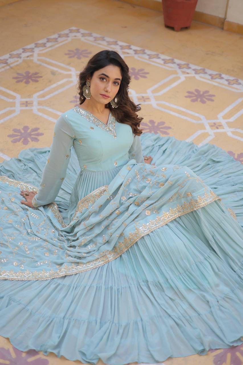 Elegance Unique Embroidered Gown with Dupatta Set
