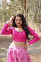Viscose Semi Stitched Lehenga Set