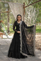 Faux Blooming Women’s Gown with Designer Embroidered Dupatta