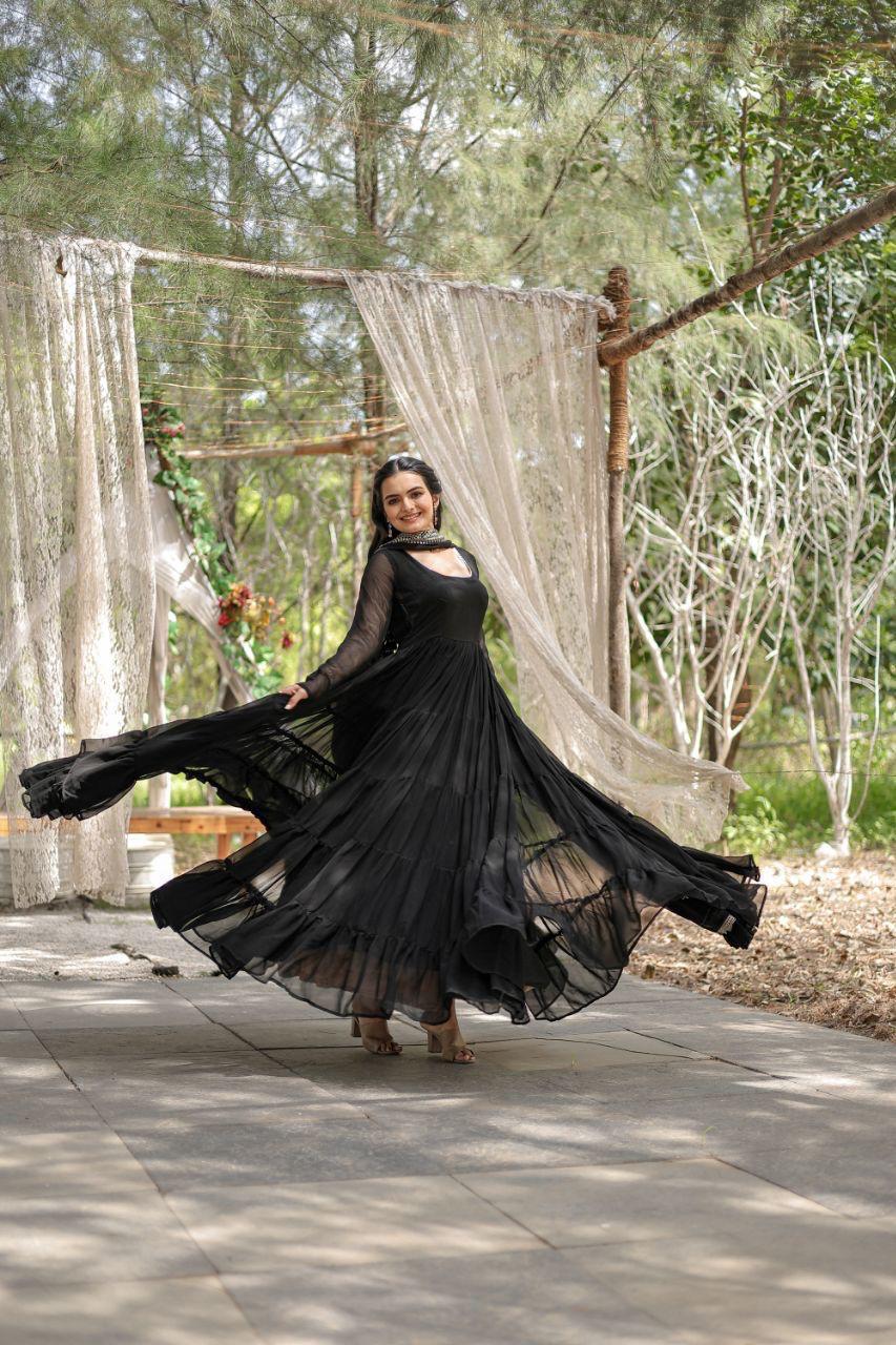 Faux Blooming Women’s Gown with Designer Embroidered Dupatta