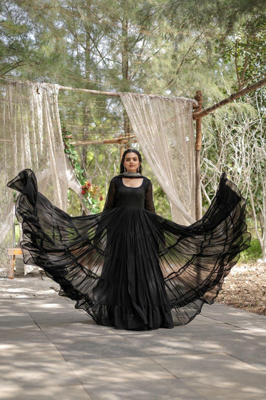 Faux Blooming Women’s Gown with Designer Embroidered Dupatta