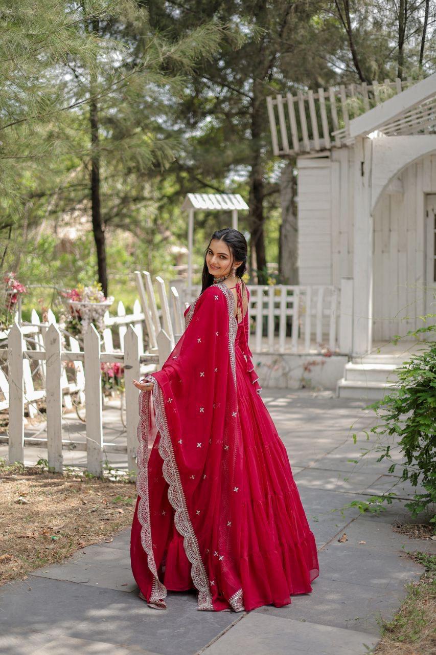 Faux Blooming Women’s Gown with Designer Embroidered Dupatta