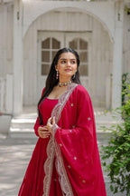 Faux Blooming Women’s Gown with Designer Embroidered Dupatta