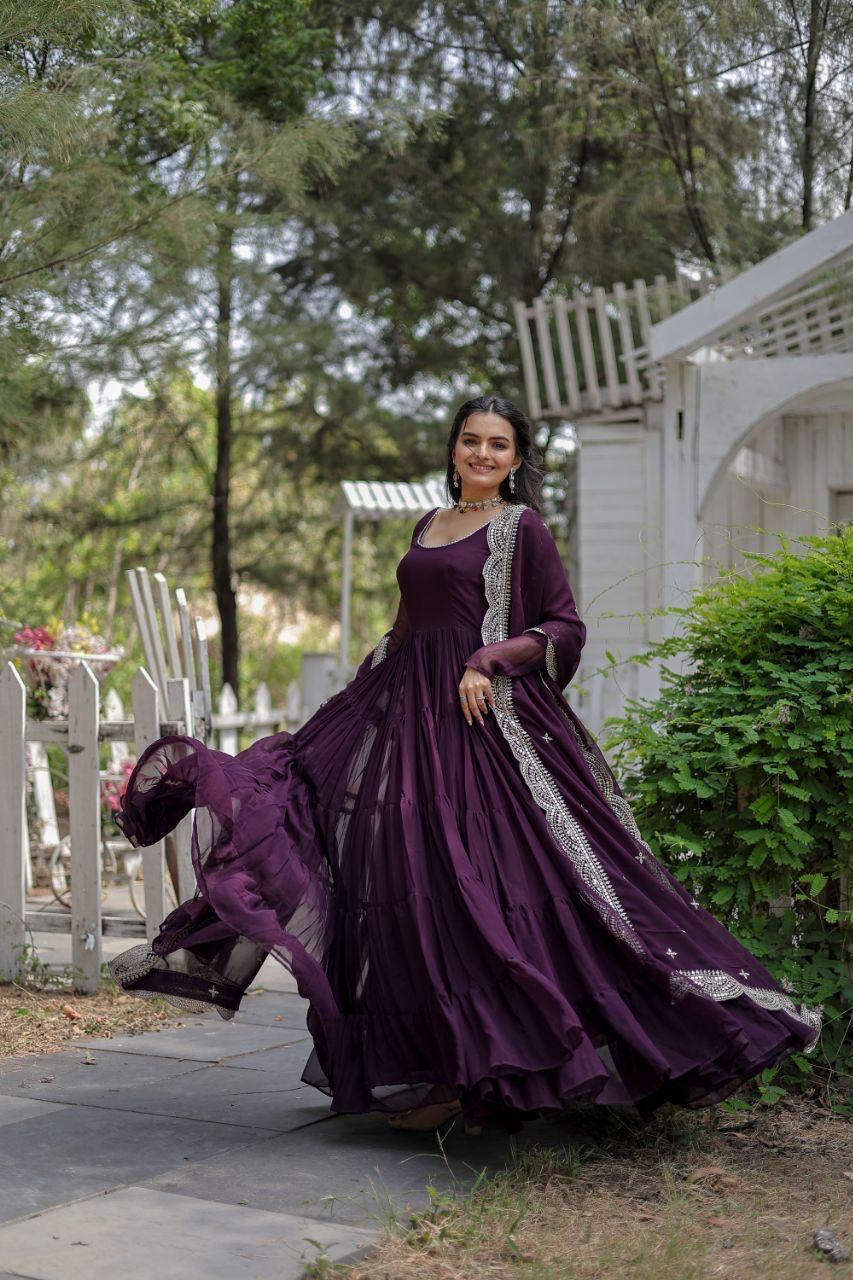 Faux Blooming Women’s Gown with Designer Embroidered Dupatta