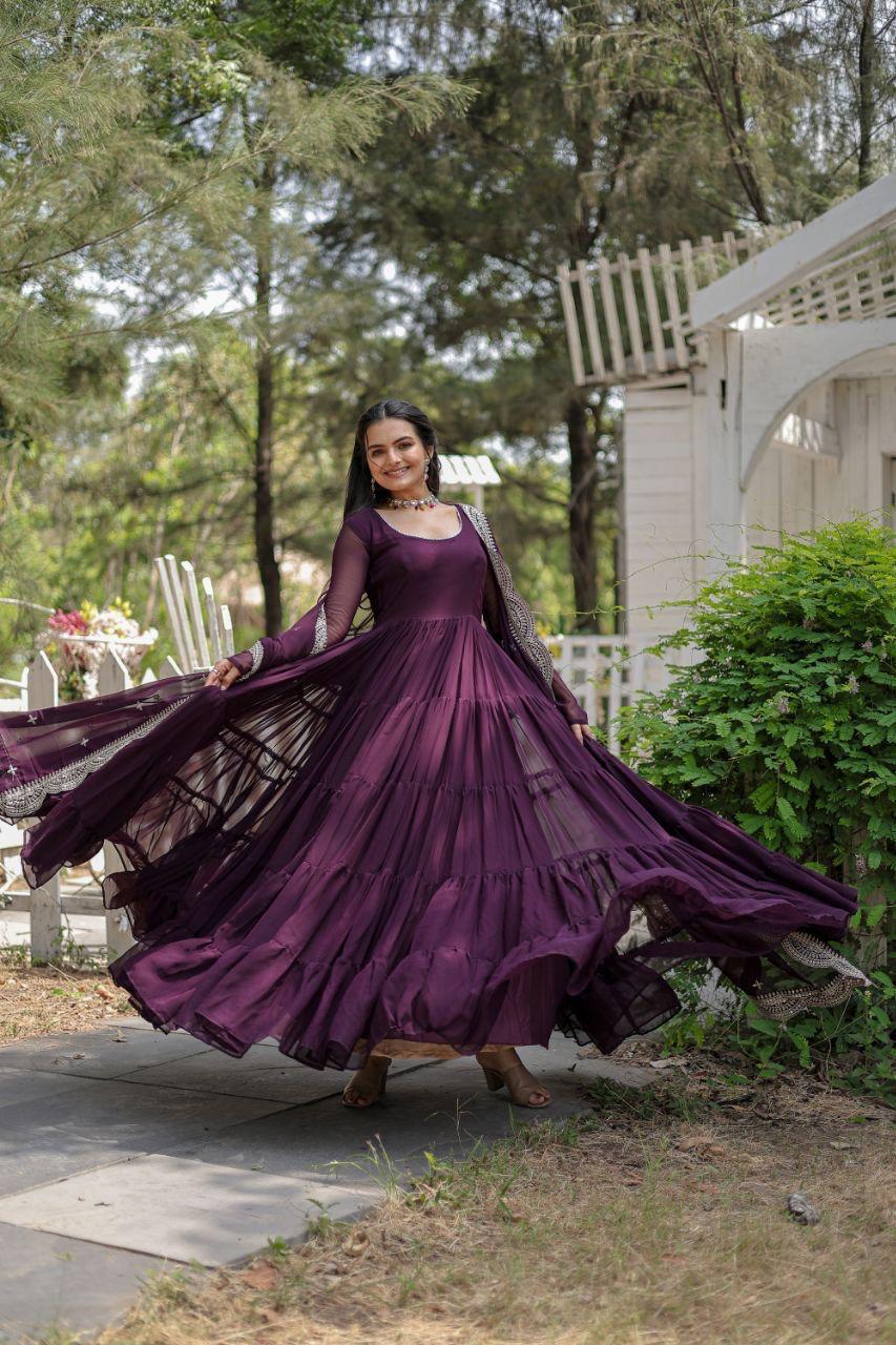 Faux Blooming Women’s Gown with Designer Embroidered Dupatta