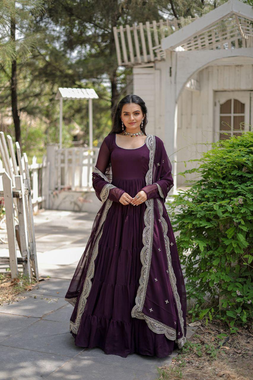 Faux Blooming Women’s Gown with Designer Embroidered Dupatta