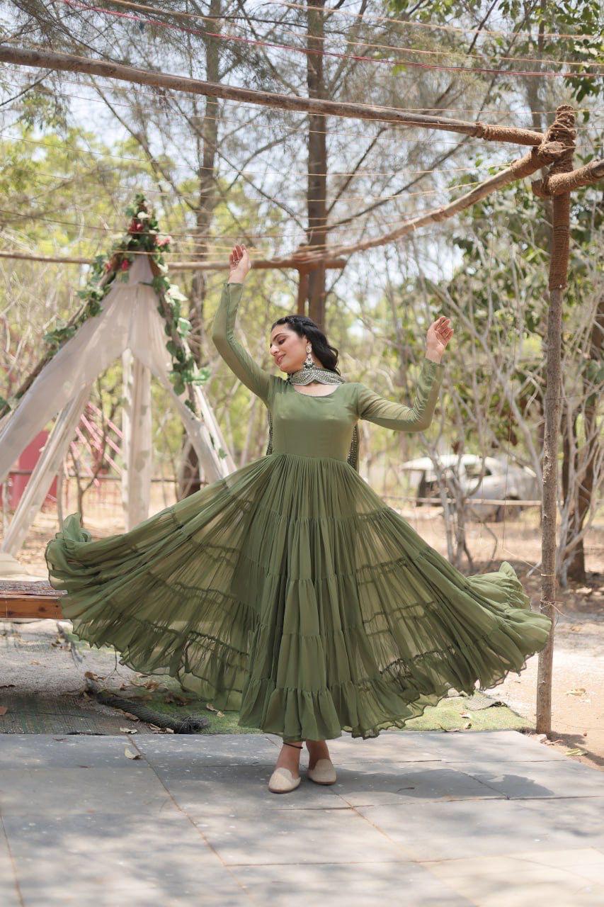 Faux Blooming Women’s Gown with Designer Embroidered Dupatta