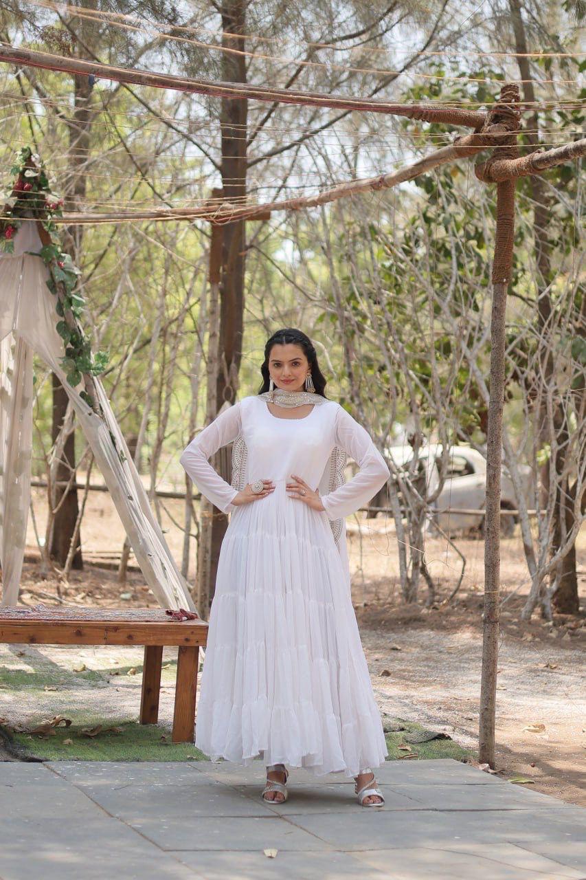 Faux Blooming Women’s Gown with Designer Embroidered Dupatta
