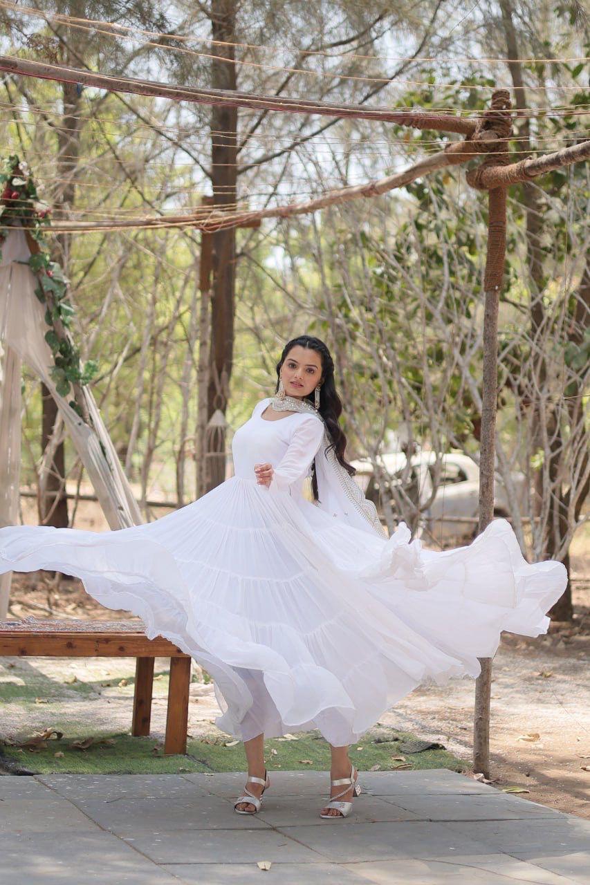 Faux Blooming Women’s Gown with Designer Embroidered Dupatta