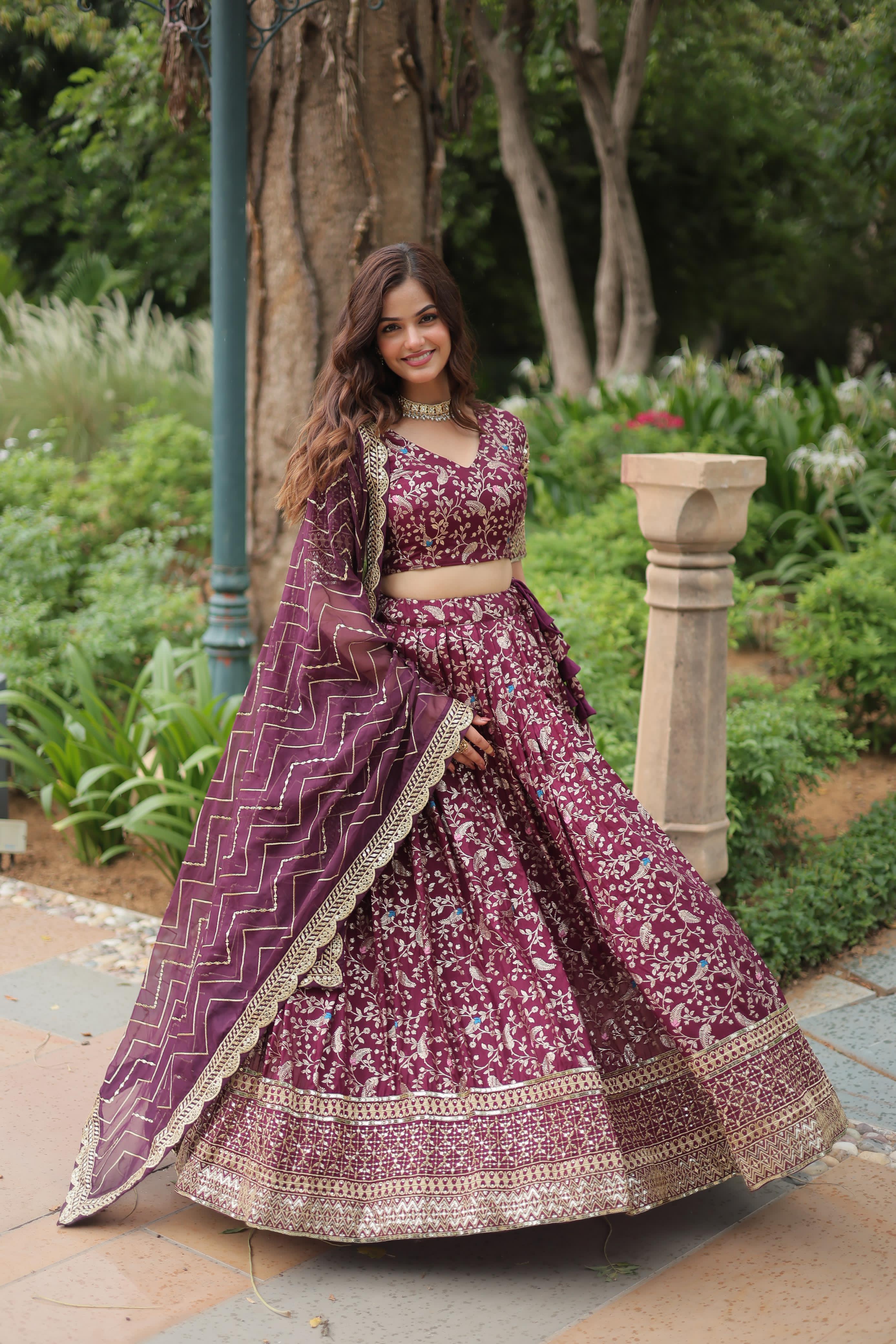 Sequin Embroidered Viscose Lehenga Set