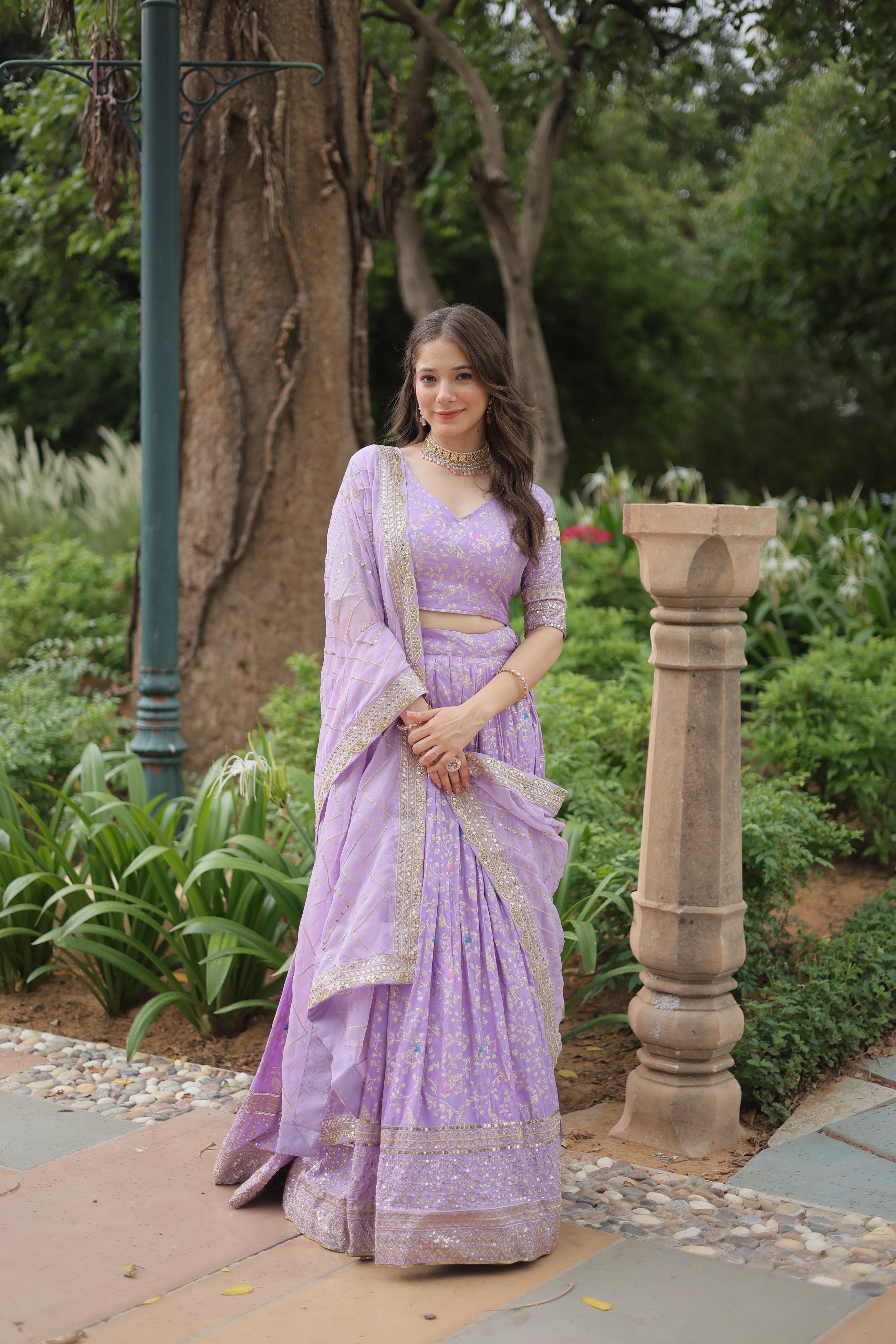 Sequin Embroidered Viscose Lehenga Set