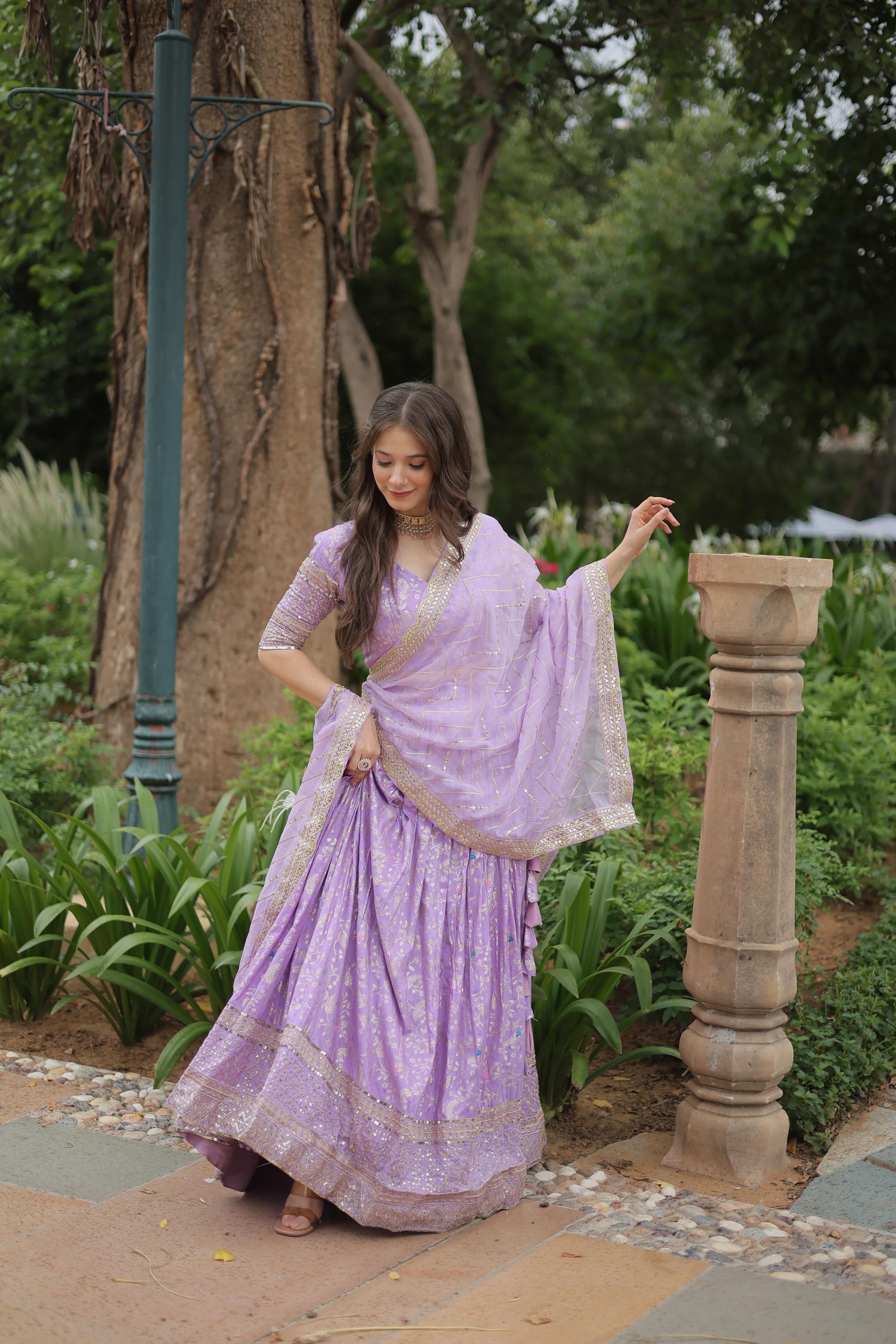 Sequin Embroidered Viscose Lehenga Set