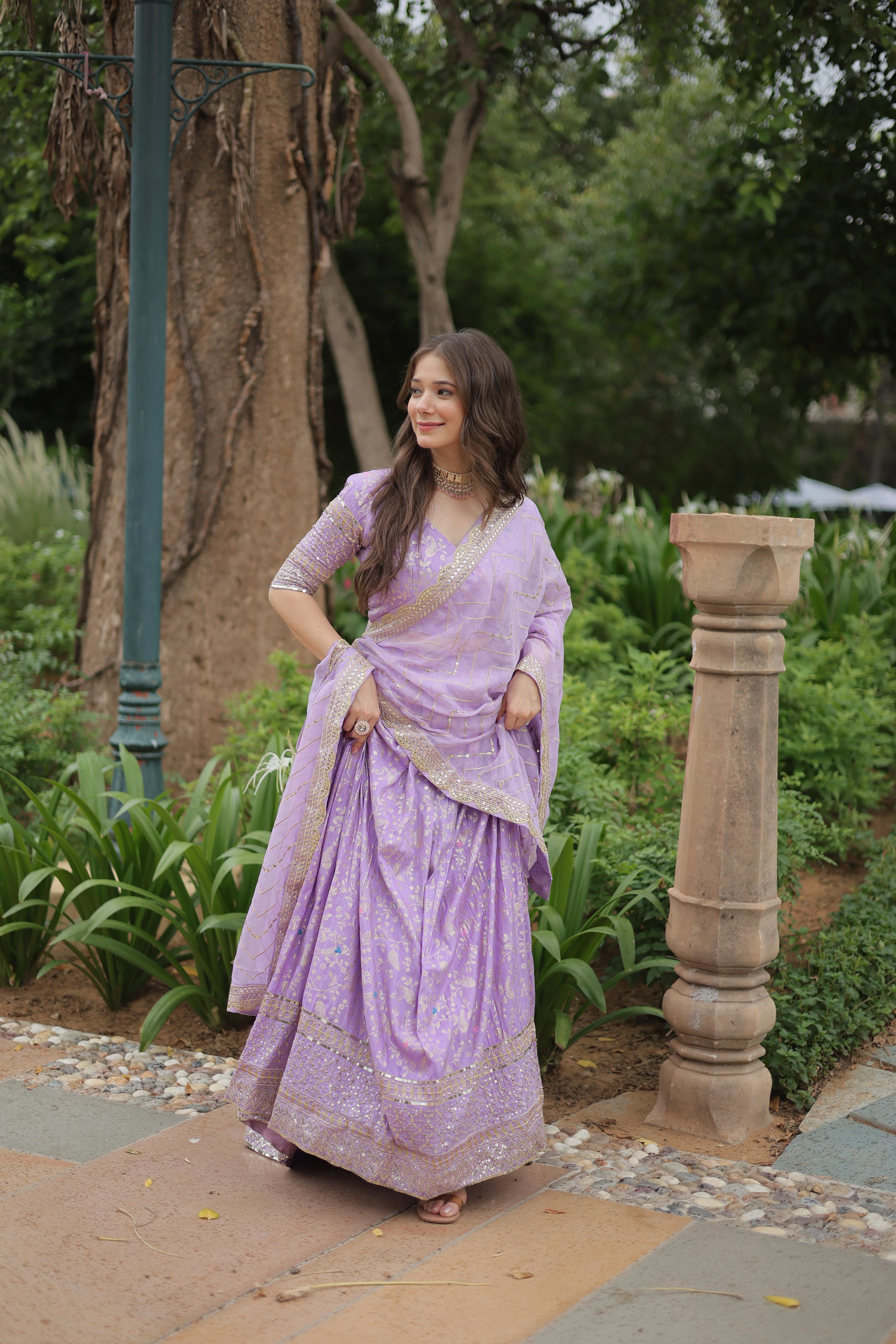 Sequin Embroidered Viscose Lehenga Set
