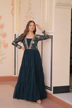 Faux Blooming Sequins & Zari Embroidered Gown