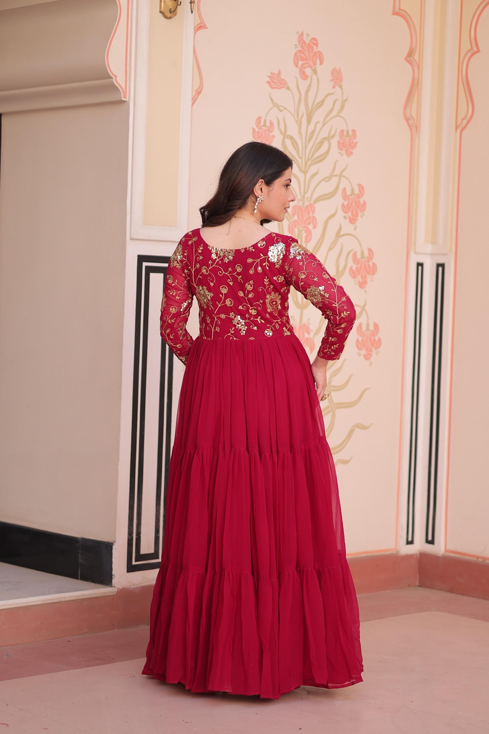 Faux Blooming Sequins & Zari Embroidered Gown