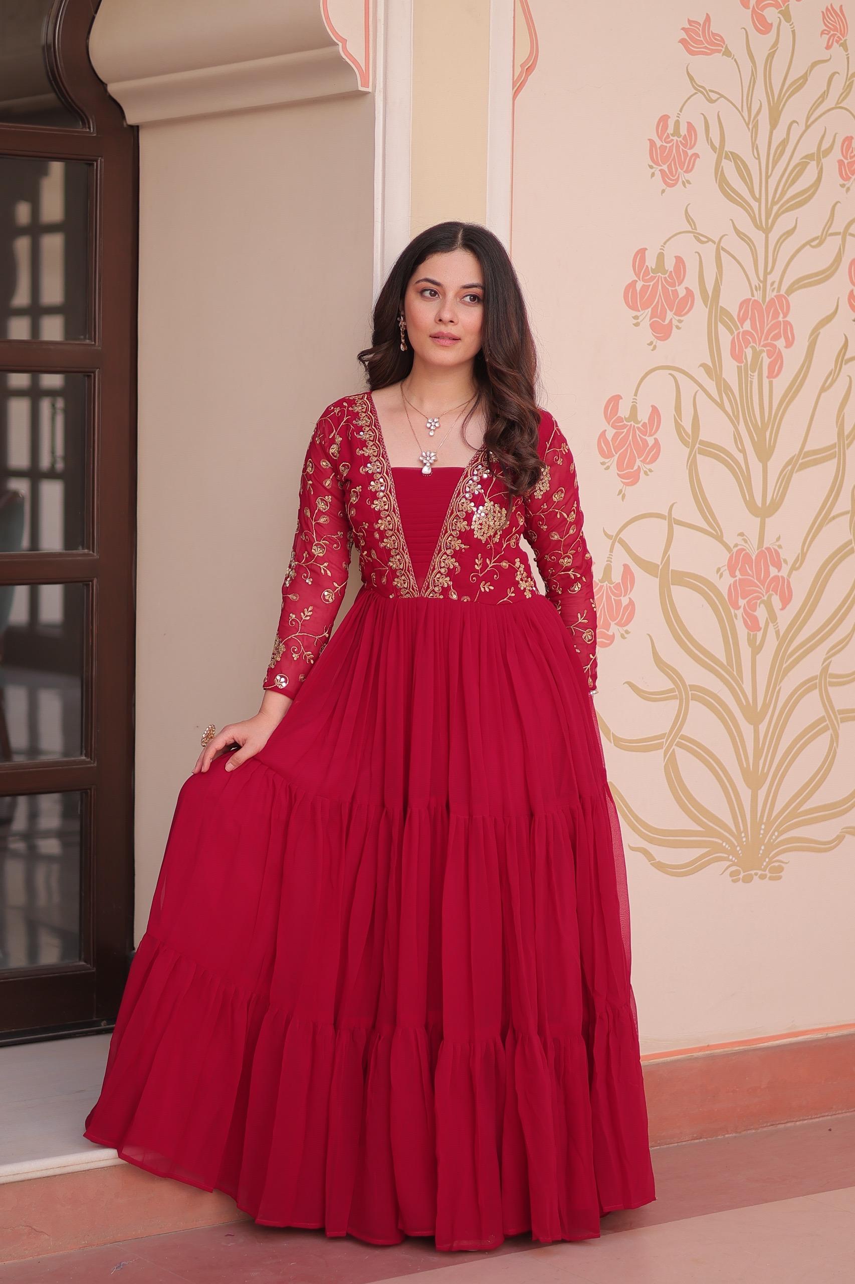 Faux Blooming Sequins & Zari Embroidered Gown