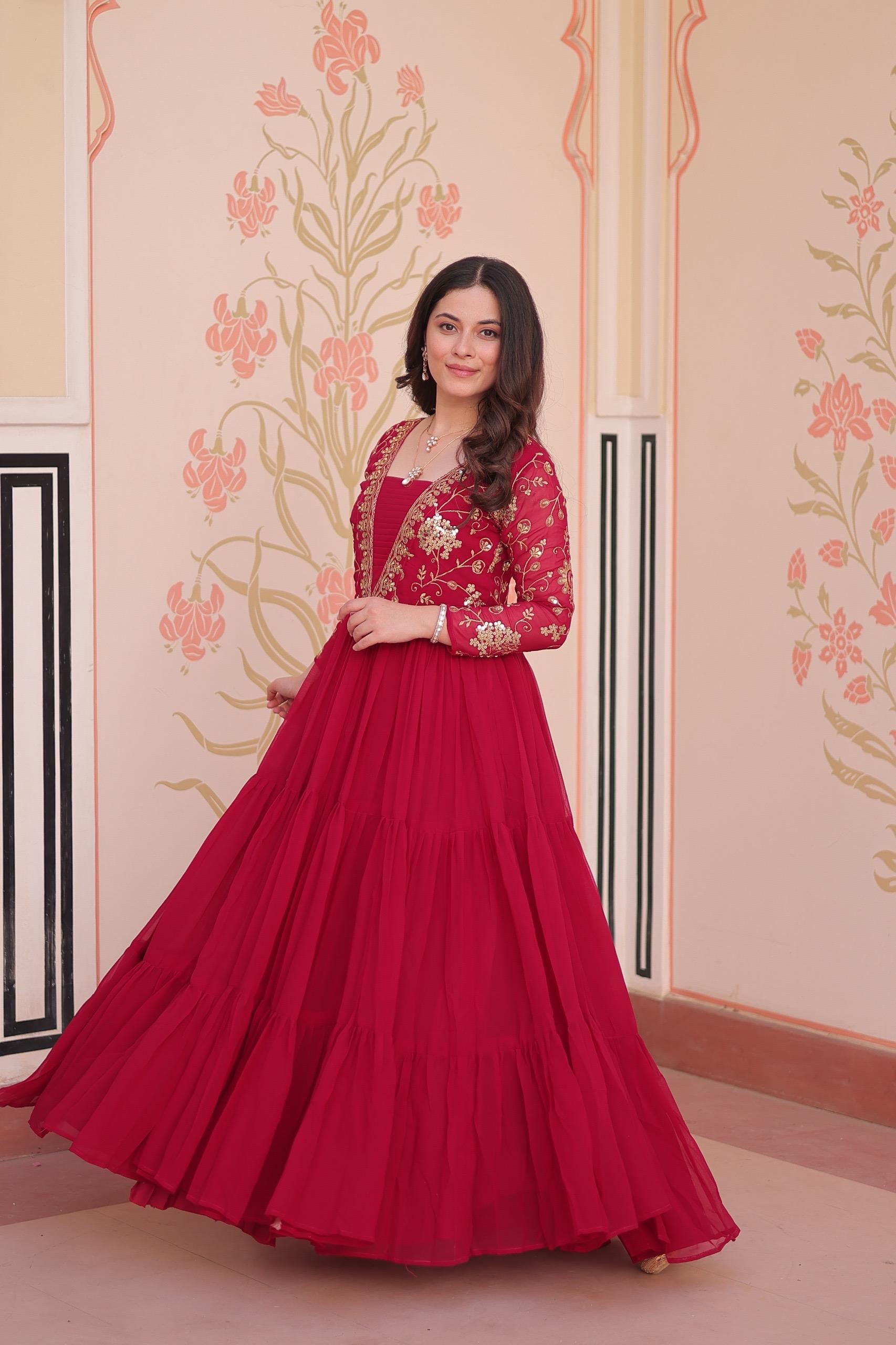 Faux Blooming Sequins & Zari Embroidered Gown
